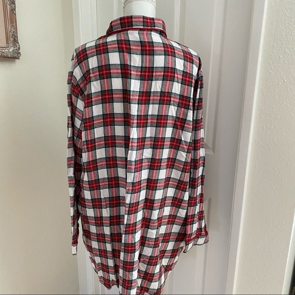 Disney Japan Holiday Red Plaid Flannel Sleep Shirt/Dress Santa Minnie Sz XL - Picture 6 of 6
